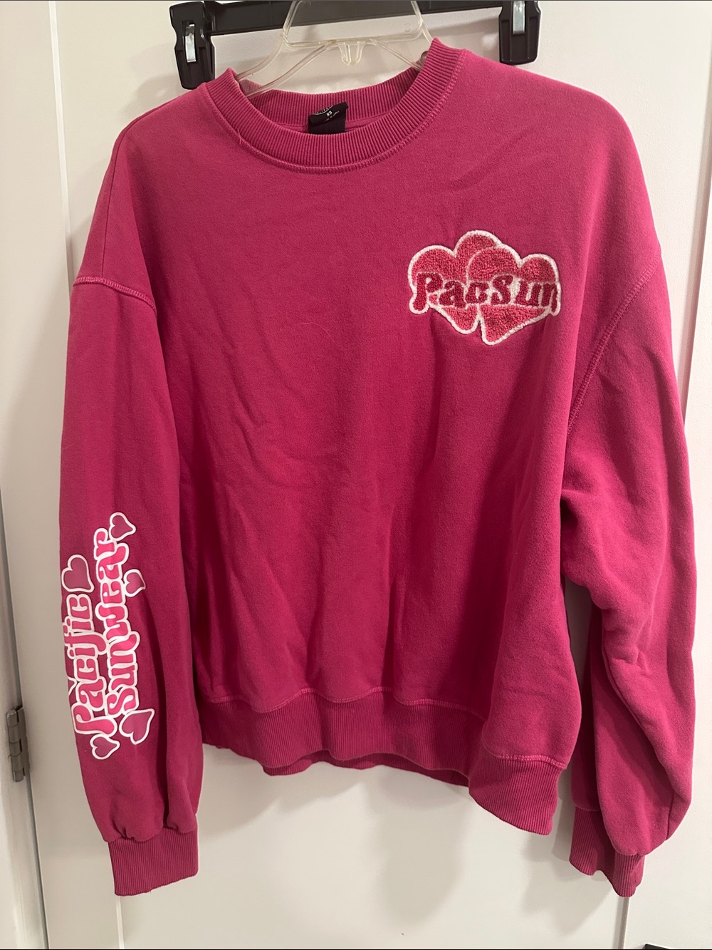 PacSun Fuchsia Heart Logo Pullover Sweatshirt